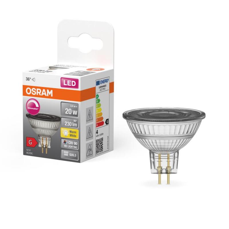 OSRAM LED VALUE PAR 16 GU5.3 LED Strahler 3,4W=20W 36° 12V 2700K dimmbar hohe Farbwiedergabe